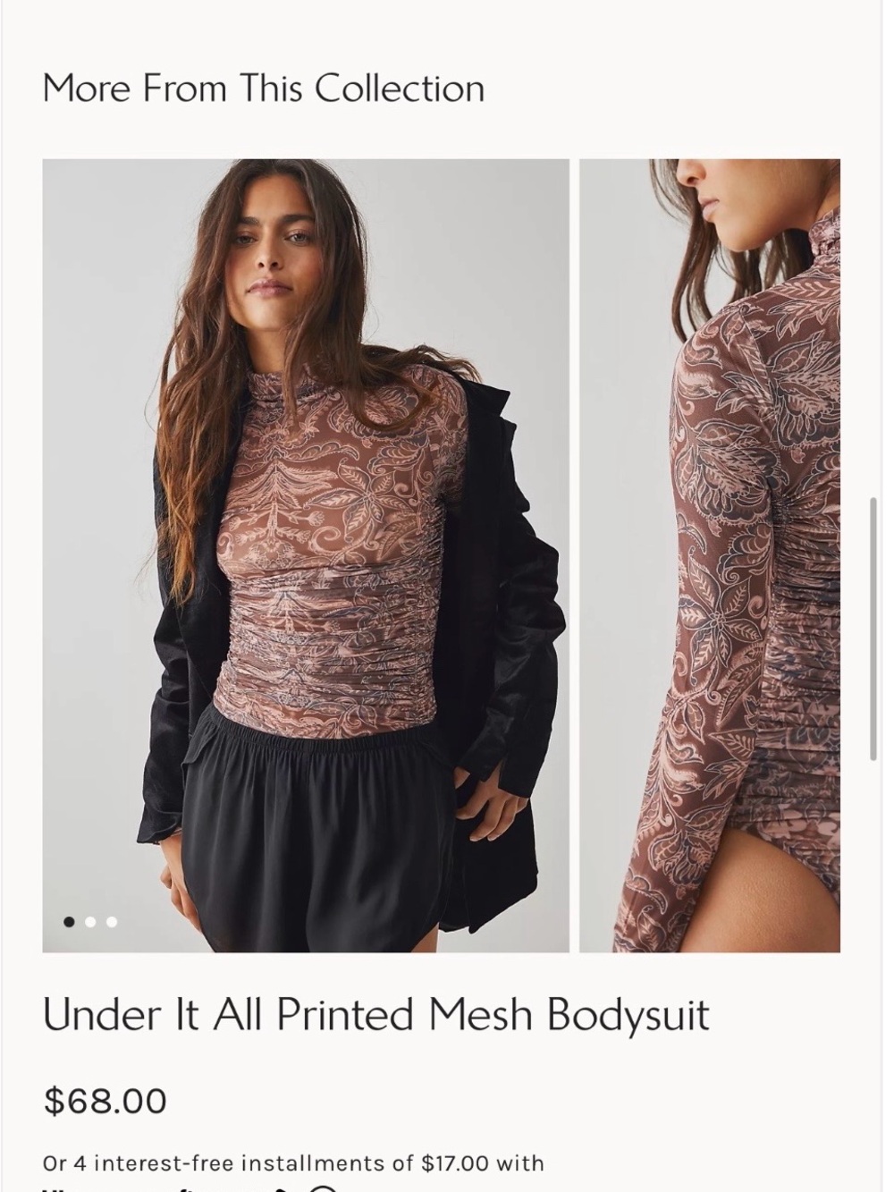 Free People Under It All Printed Mesh Bodysuit - Brown/Pink Paisley